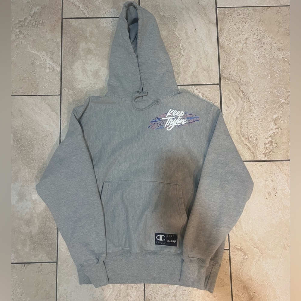 2000s reverse weave champion “Keep trying” hoodie